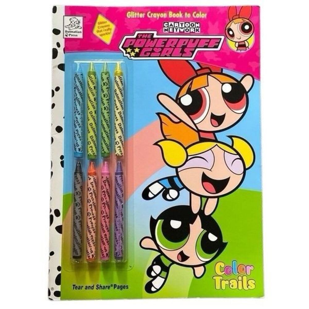 The Powerpuff Girls Coloring Book Y2k New Set With glitter crayons NEW NOS